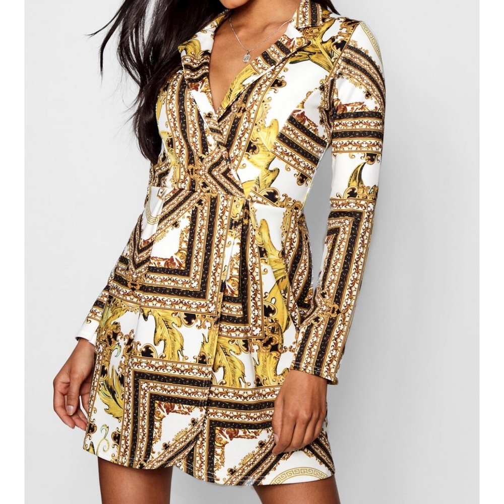 Orange pattern BooHoo dress